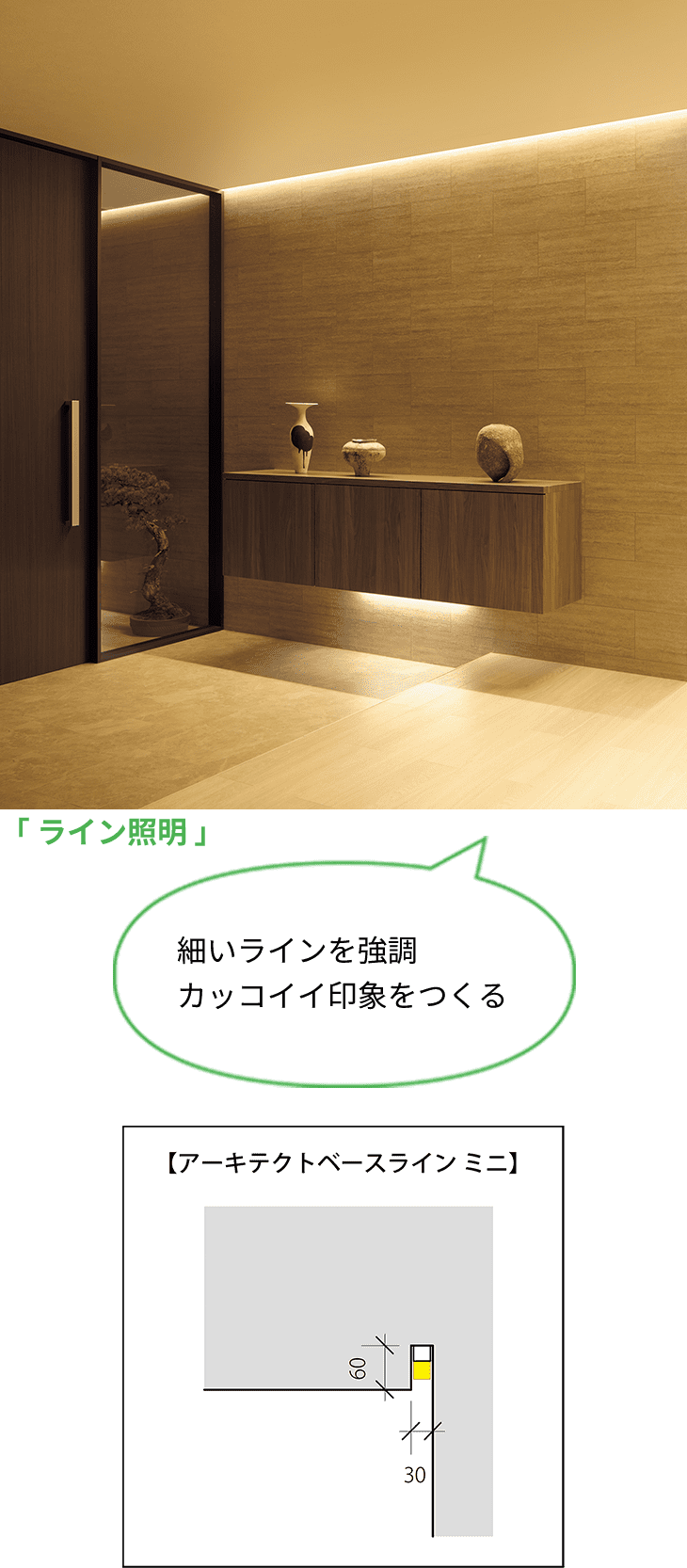 「 ライン照明 」細いラインを強調 カッコイイ印象をつくる