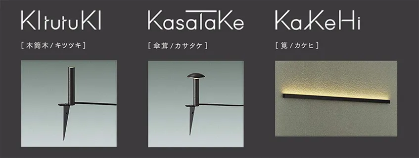 KItutuKI 木筒木/キツツキ KasaTaKe 傘茸/カサタケ KaKeHi 筧/カケヒ