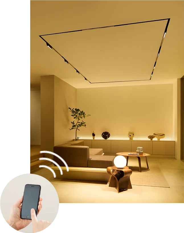 スマートフォンで照明を制御する様子