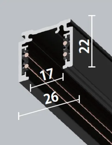 浅型タイプの断面 幅26mm 内寸17mm 高さ22mm