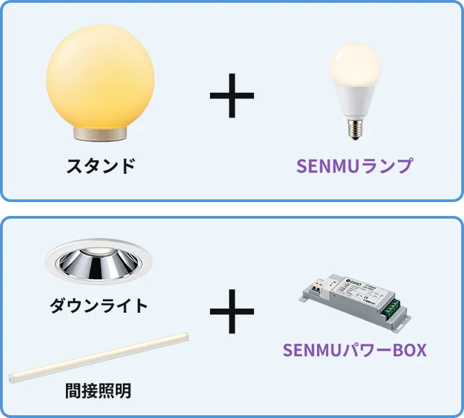 スタンド + SENMUランプ ダウンライト 間接照明 + SENMUパワーBOX